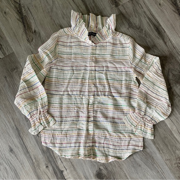 Antik Batik Stripes Metallic Button Down Shirt XS - Picture 1 of 5